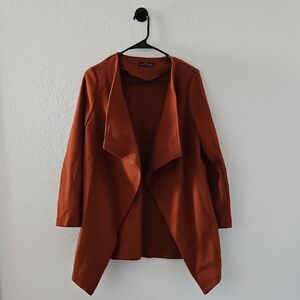 Emery Rose Open Front Long Sleeve Shawl Cardigan XS Auburn